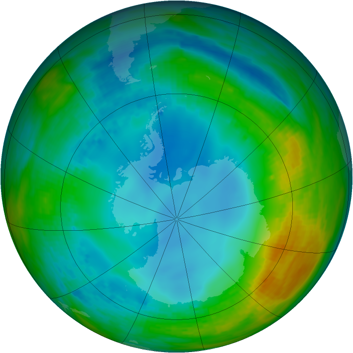 Antarctic ozone map for 24 July 1988